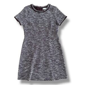 LOFT Marled Knit Fit & Flare Dress Size 10 Burgundy Short‎ Sleeve Lined Work